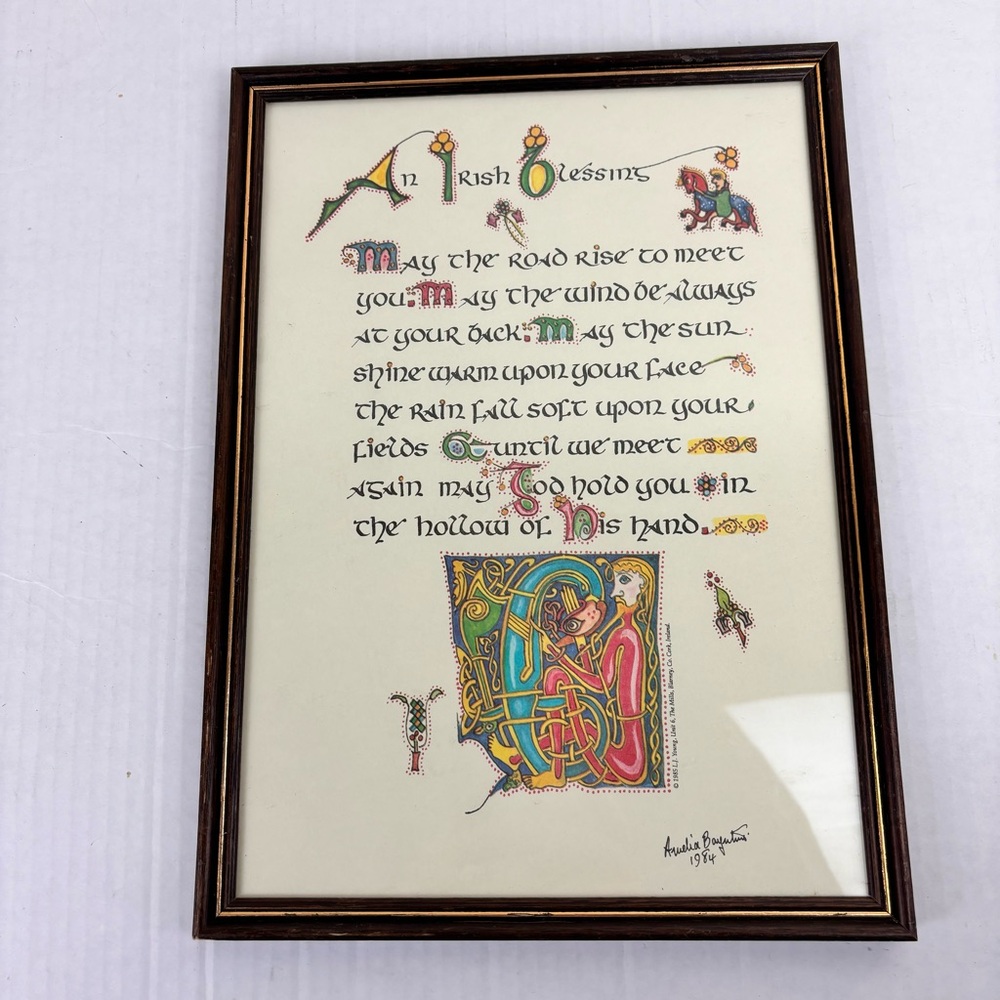 1984 Irish Blessing-signed Amelia Bayntun framed Celtic framed print